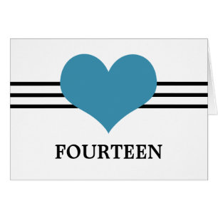 Mod Heart Table Number Card, Blue