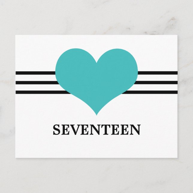 Mod Heart Table Number Postcard, Aqua Postcard (Front)
