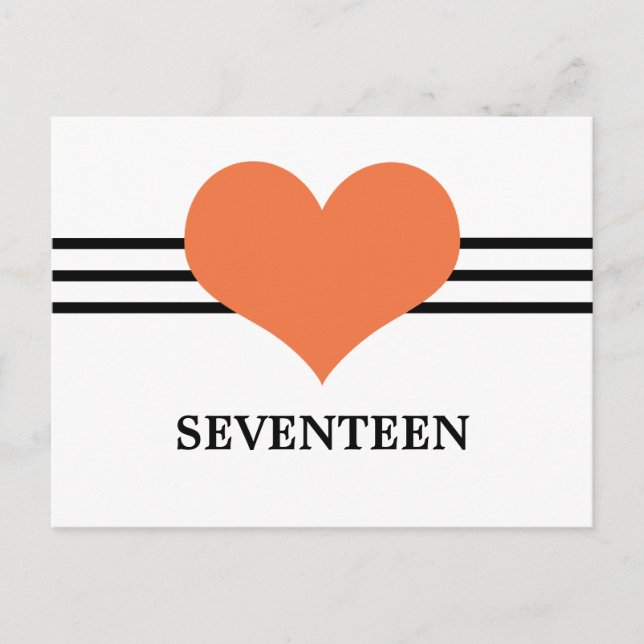 Mod Heart Table Number Postcard, Orange Postcard (Front)