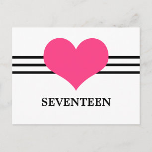 Mod Heart Table Number Postcard, Pink Postcard