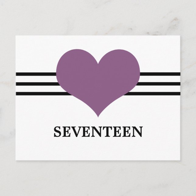 Mod Heart Table Number Postcard, Purple Postcard (Front)