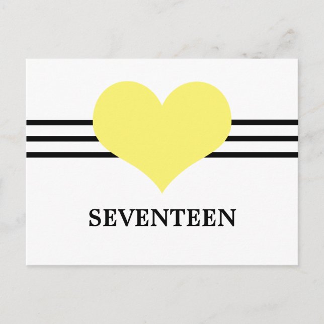 Mod Heart Table Number Postcard, Yellow Postcard (Front)