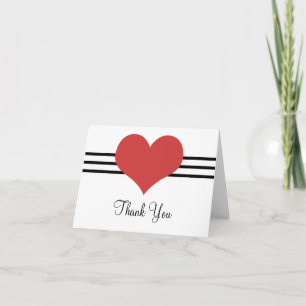 Mod Heart Thank You Card, Red