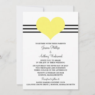 Mod Heart Wedding Invite, Yellow Invitation