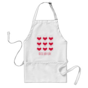 Mod Hearts Love Apron, Dark Pink Standard Apron