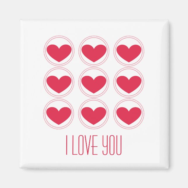 Mod Hearts Love Magnet, Dark Pink Magnet (Front)