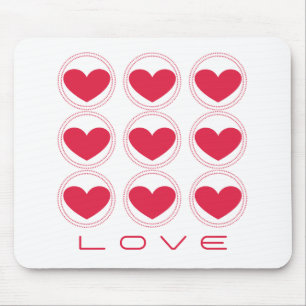 Mod Hearts Love Mousepad, Dark Pink Mouse Pad