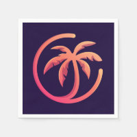 Mod Hot Pink Orange Palm Tree on Purple