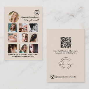 Mod Instagram Grid Beauty Salon business QR code Card
