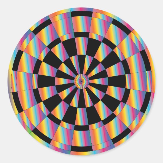Mod Iridescent Dartboard Classic Round Sticker (Front)