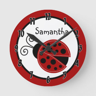 Mod Lady Bug Red Black Insect Personalised Clock