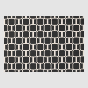 Mod Links Retro Modern Geometric Black and Cream Tissue Paper