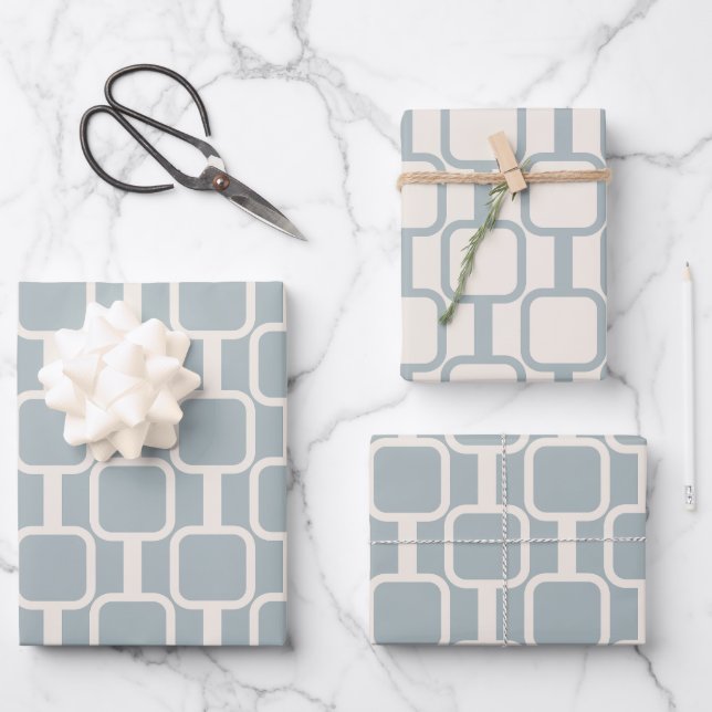 Mod Links Retro Modern Geometric Pattern Wrapping Paper Sheet (Front)