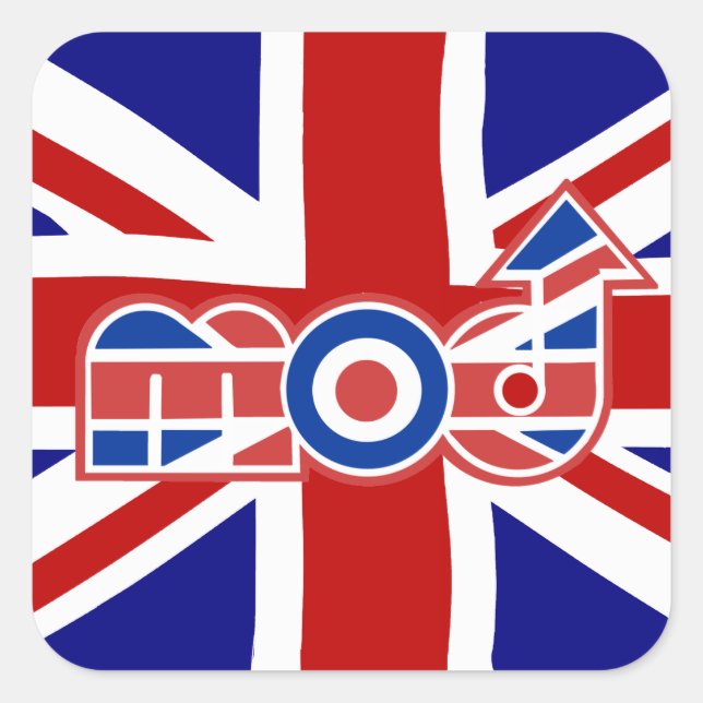 Mod Logo Union Jack Background square stickers (Front)