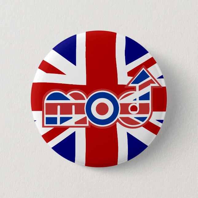 Mod Logo with union Jack 6 Cm Round Badge (Front)