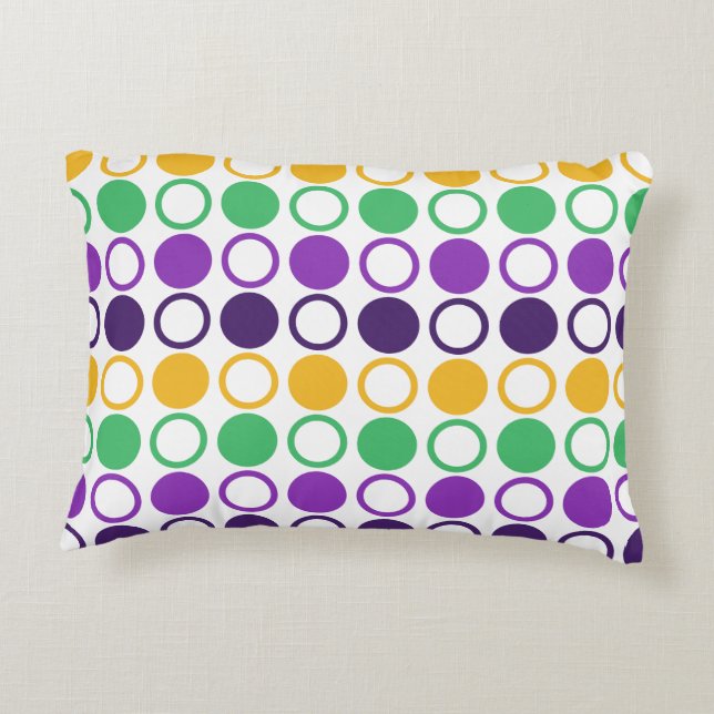 Mod Mardi Gras Dots Decorative Cushion (Back)