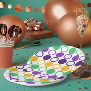 Mod Mardi Gras Dots Paper Plate