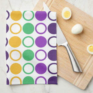 Mod Mardi Gras Dots Tea Towel