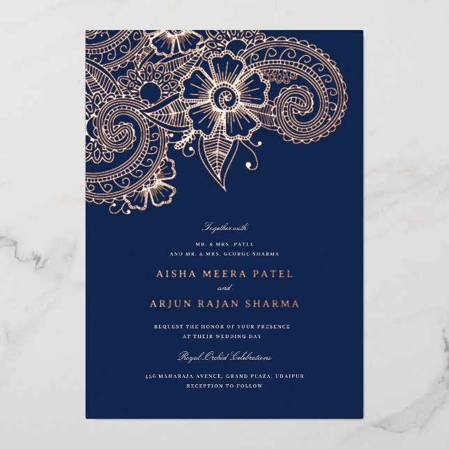 Mod Mehandi Wedding Invitation (Front)