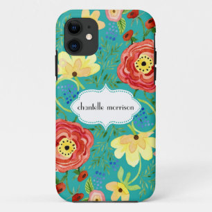 Mod Modern Floral Ranunculus Leaf Rose Bracket iPhone 11 Case