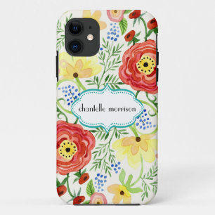 Mod Modern Floral Ranunculus Leaf Rose Bracket iPhone 11 Case
