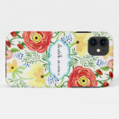Mod Modern Floral Ranunculus Leaf Rose Bracket Case-Mate iPhone Case (Back (Horizontal))