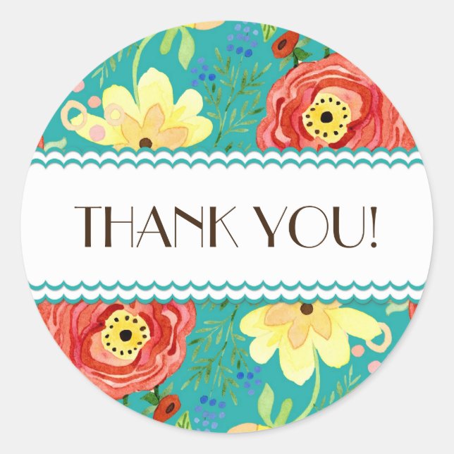 Mod Modern Floral Ranunculus Leaf Rose Bracket Classic Round Sticker (Front)