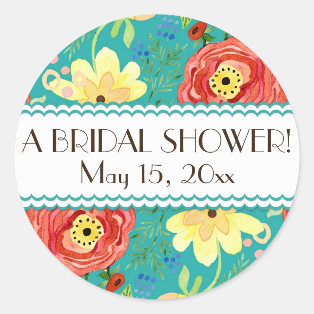 Mod Modern Floral Ranunculus Leaf Rose Bracket Classic Round Sticker (Front)