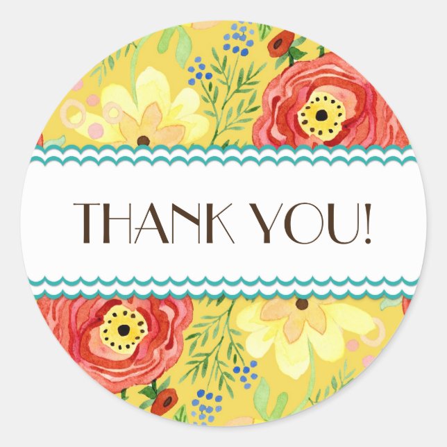 Mod Modern Floral Ranunculus Leaf Rose Bracket Classic Round Sticker (Front)