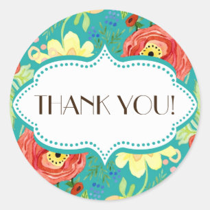 Mod Modern Floral Ranunculus Leaf Rose Bracket Classic Round Sticker