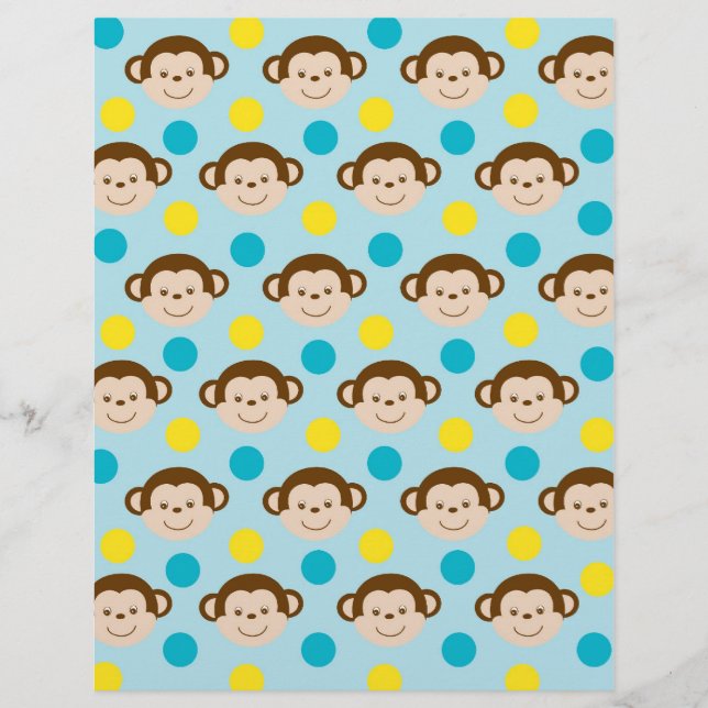Mod Monkey Baby Scrapbook Paper (Front)
