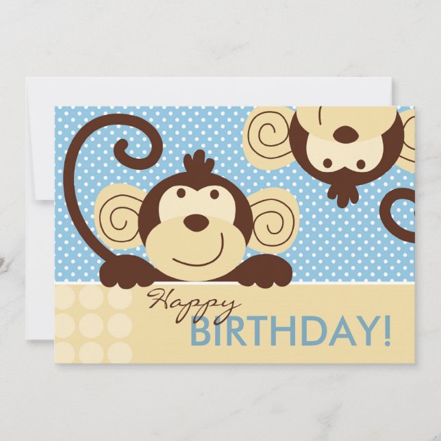 Mod Monkey Birthday Card (Front)