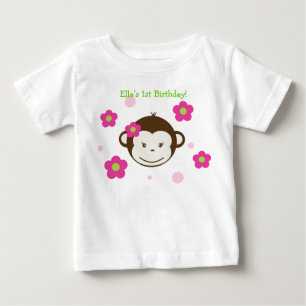 Mod Monkey Birthday Girl Tshirt Tee Shirt