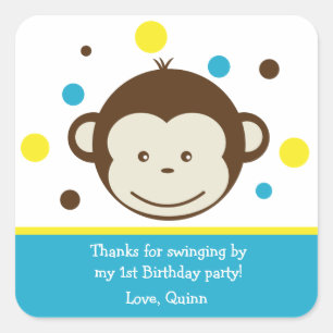 Mod Monkey Boy Birthday Party Thank You Stickers