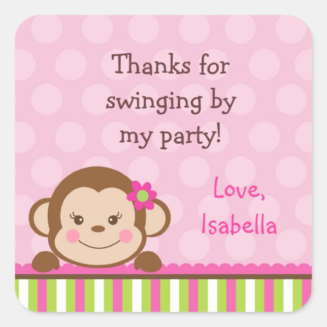 Mod Monkey Favour Thank You stickers Labels Seals (Front)