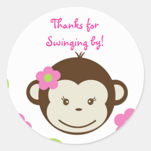 Mod Monkey girls Round Favour Stickers Seals