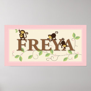 Mod Monkey Personalised Custom Baby Name Poster
