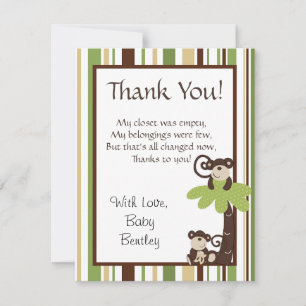 Mod Monkey Time 4x5 Flat Thank You Card