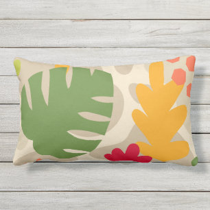 Mod Monstera Abstract Leaf Hawaiian Tropical -Warm Lumbar Cushion