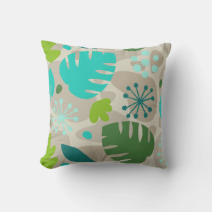 Mod Monstera Leaf Abstract Hawaiian Tropical -Cool Cushion