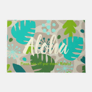 Mod Monstera Leaf Abstract Hawaiian Tropical -Cool Doormat