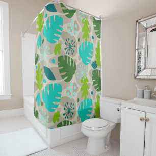 Mod Monstera Leaf Abstract Hawaiian Tropical -Cool Shower Curtain