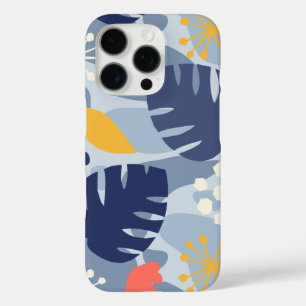 Mod Monstera Leaf Abstract Hawaiian Tropical Navy iPhone 16 Pro Case