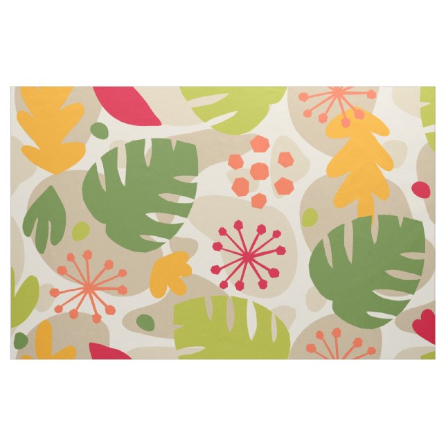 Mod Monstera Leaf Abstract Hawaiian Tropical -Warm Fabric (Fat Quarter)