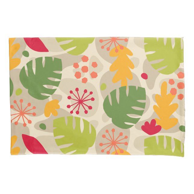 Mod Monstera Leaf Abstract Hawaiian Tropical -Warm Pillowcase (Front)