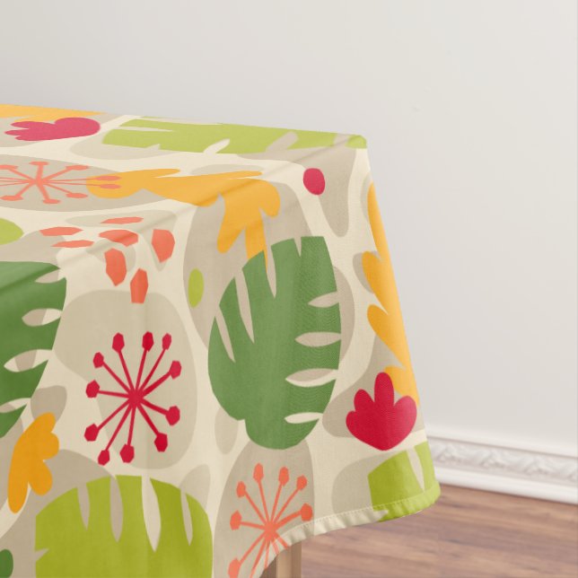 Mod Monstera Leaf Abstract Hawaiian Tropical -Warm Tablecloth (In Situ)