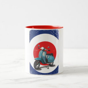 Mod Motorbike vintage poster Two-Tone Coffee Mug