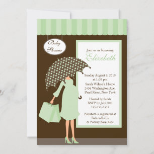 Mod Mum Baby Shoppe Baby Shower Mint Green Invitation