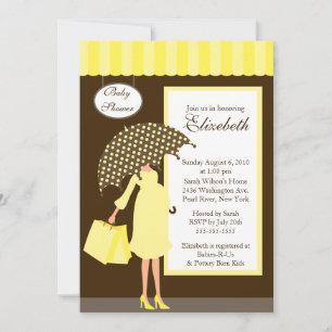 Mod Mum Baby Shoppe Baby Shower Yellow Invitation