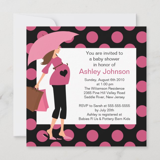 Mod Mum Pink Girl Baby Shower Invitation (Front)